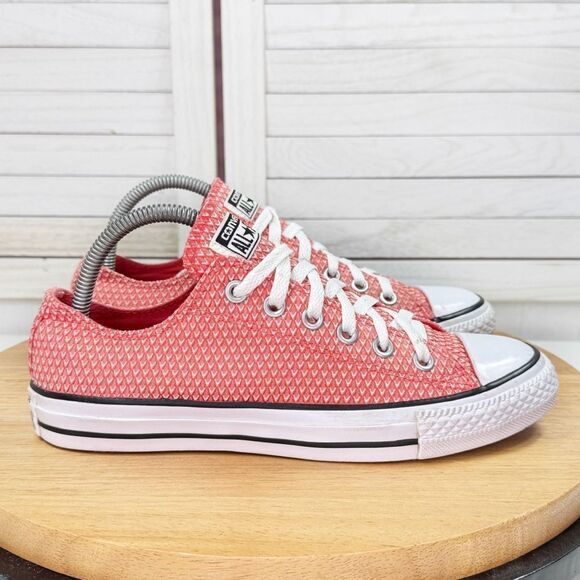 Converse Chuck Taylor All Star Ox Textured Canvas Sneakers Coral Ultra Red 8 - Picture 11 of 11